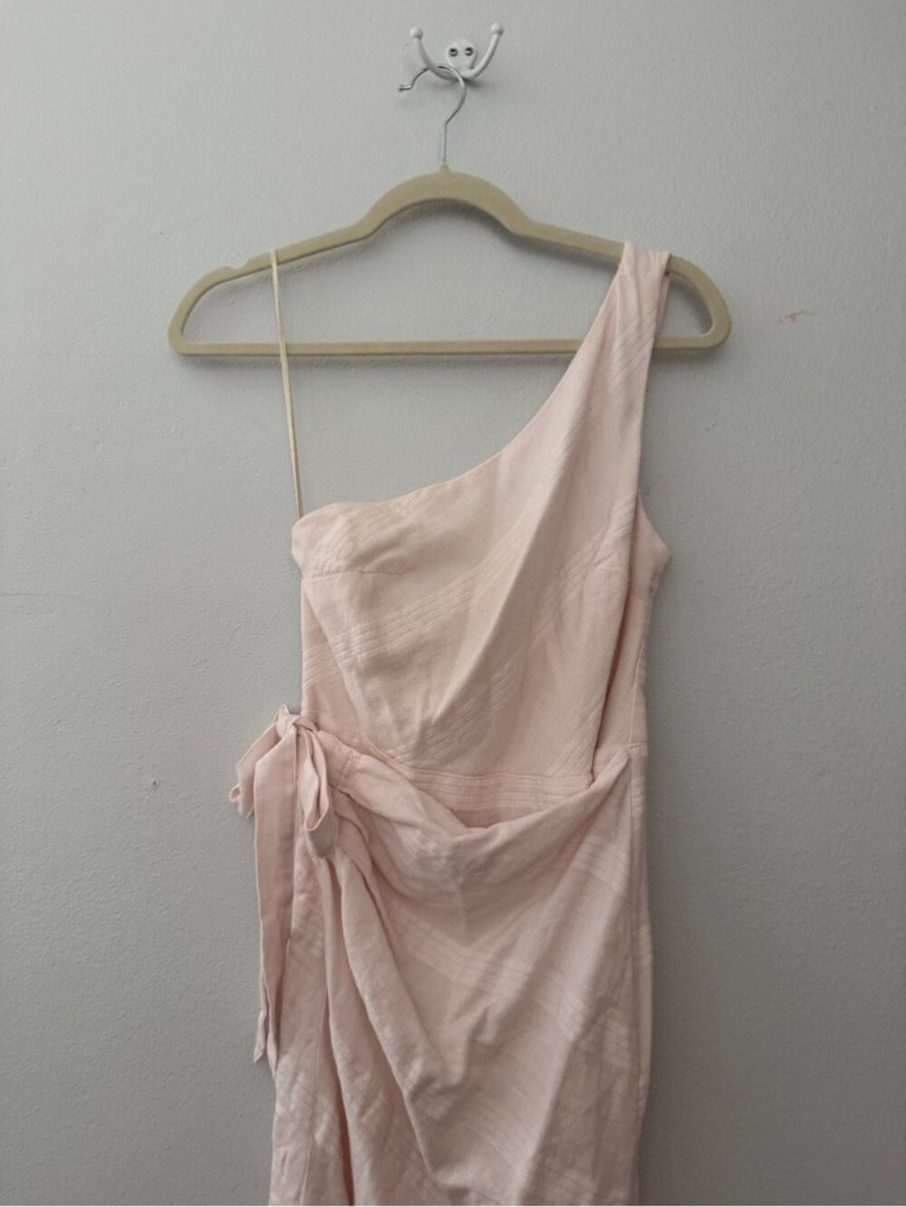 Free People At Leisure Midi Wrap Dress One Shoulder Pink Size XS NWT - Picture 6 of 12
